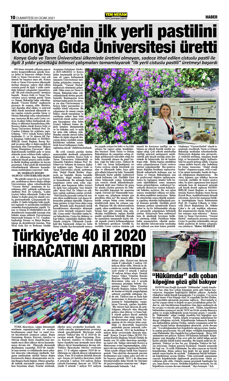 23 Ocak 2021 Yeni Meram Gazetesi