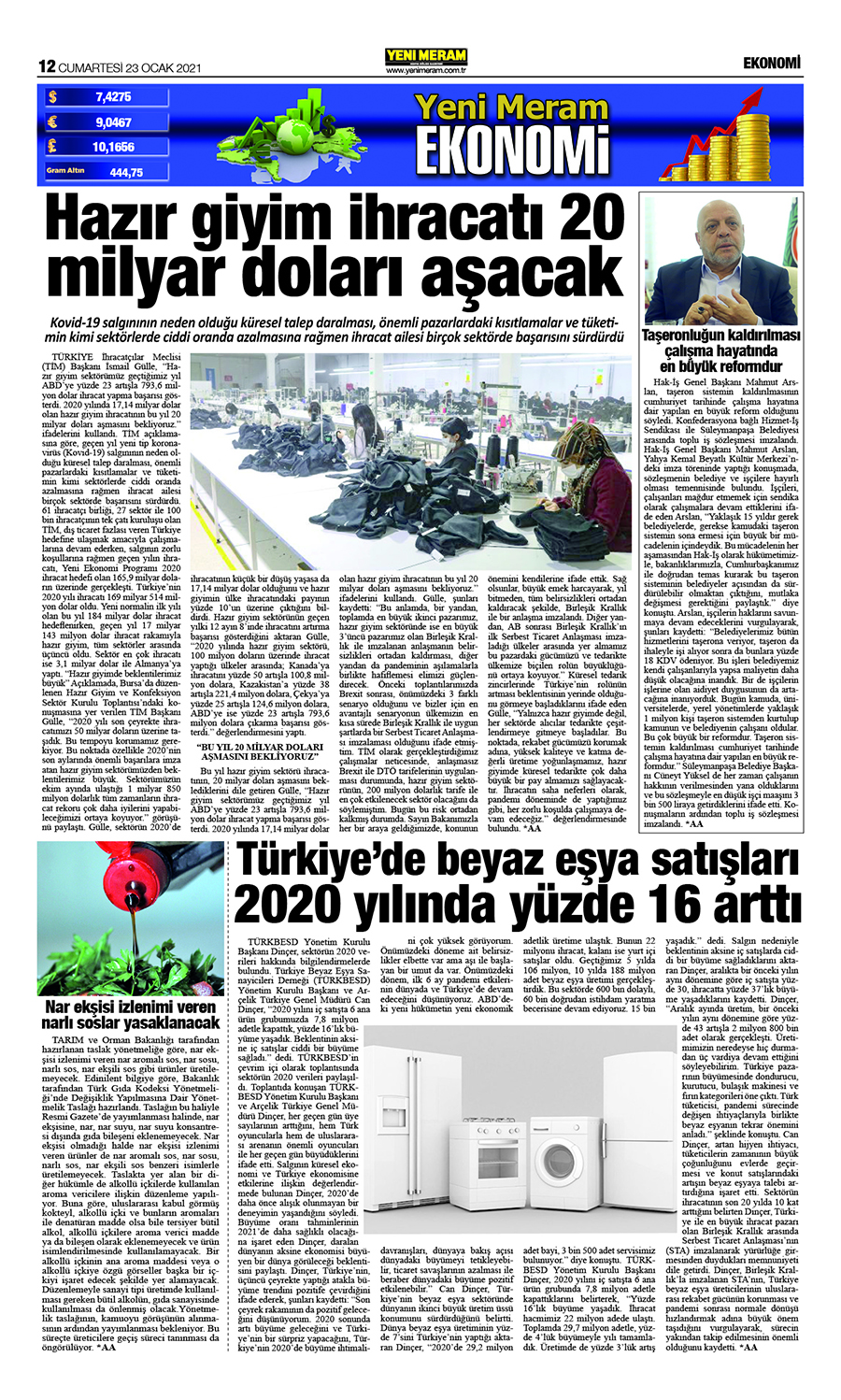 23 Ocak 2021 Yeni Meram Gazetesi