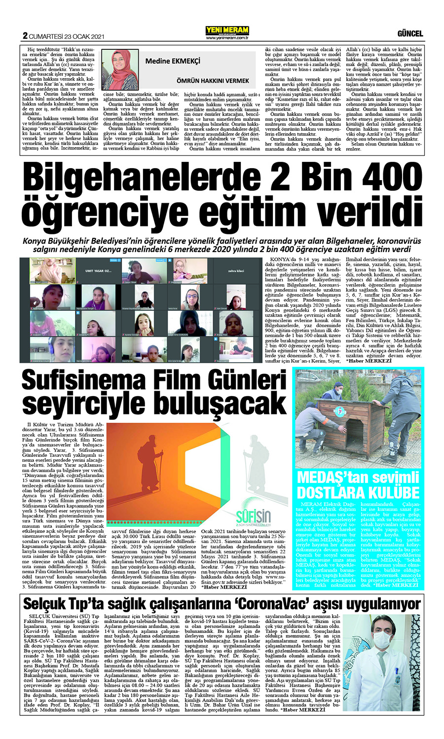 23 Ocak 2021 Yeni Meram Gazetesi