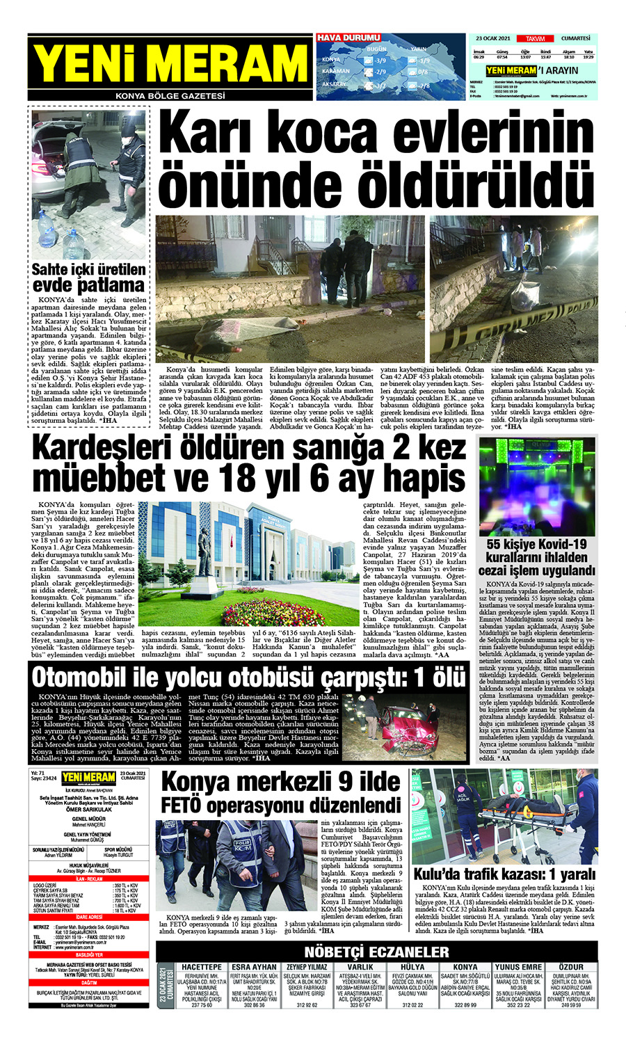 23 Ocak 2021 Yeni Meram Gazetesi