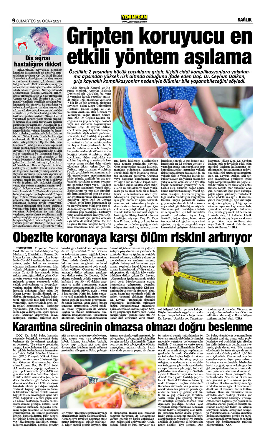 23 Ocak 2021 Yeni Meram Gazetesi