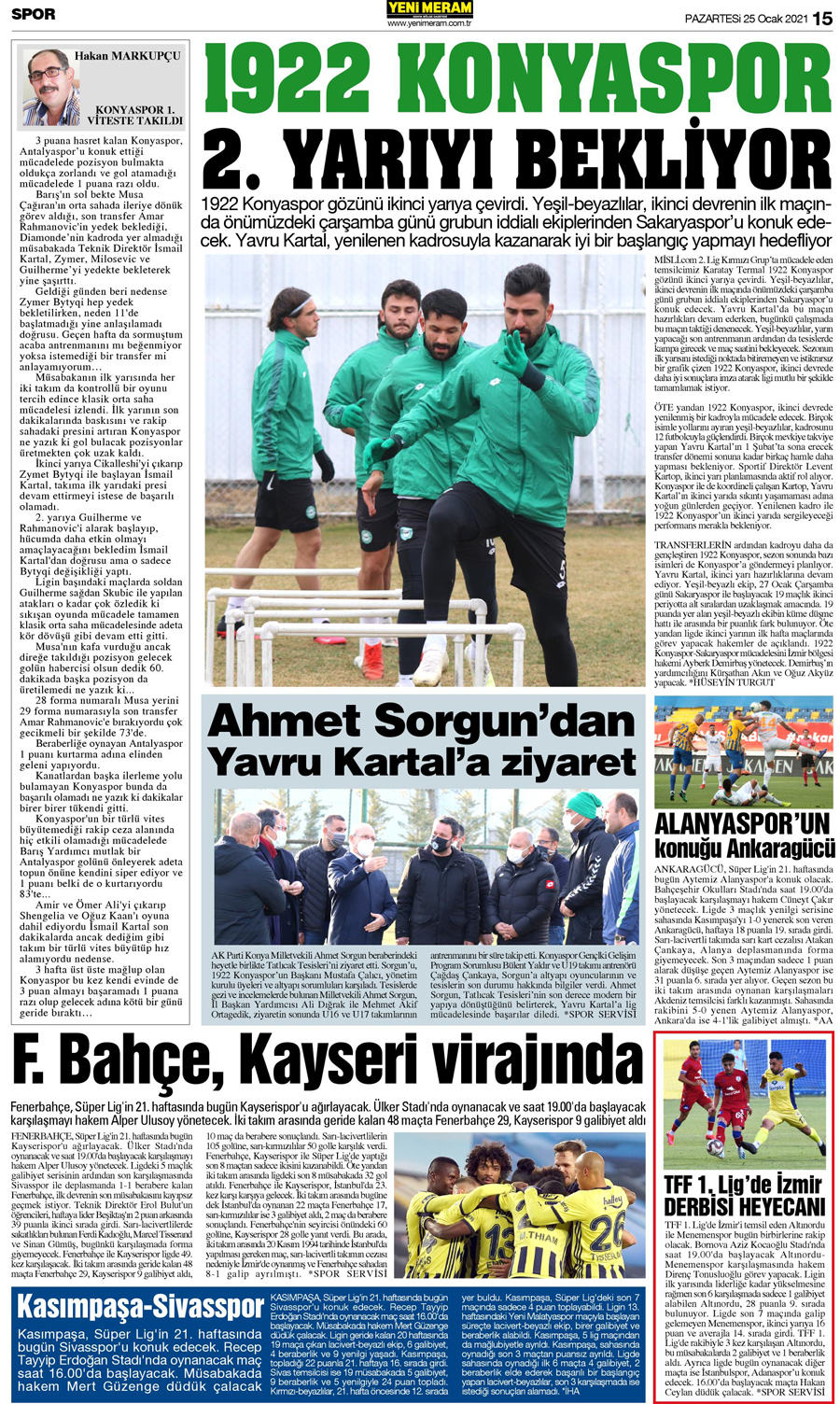 25 Ocak 2021 Yeni Meram Gazetesi