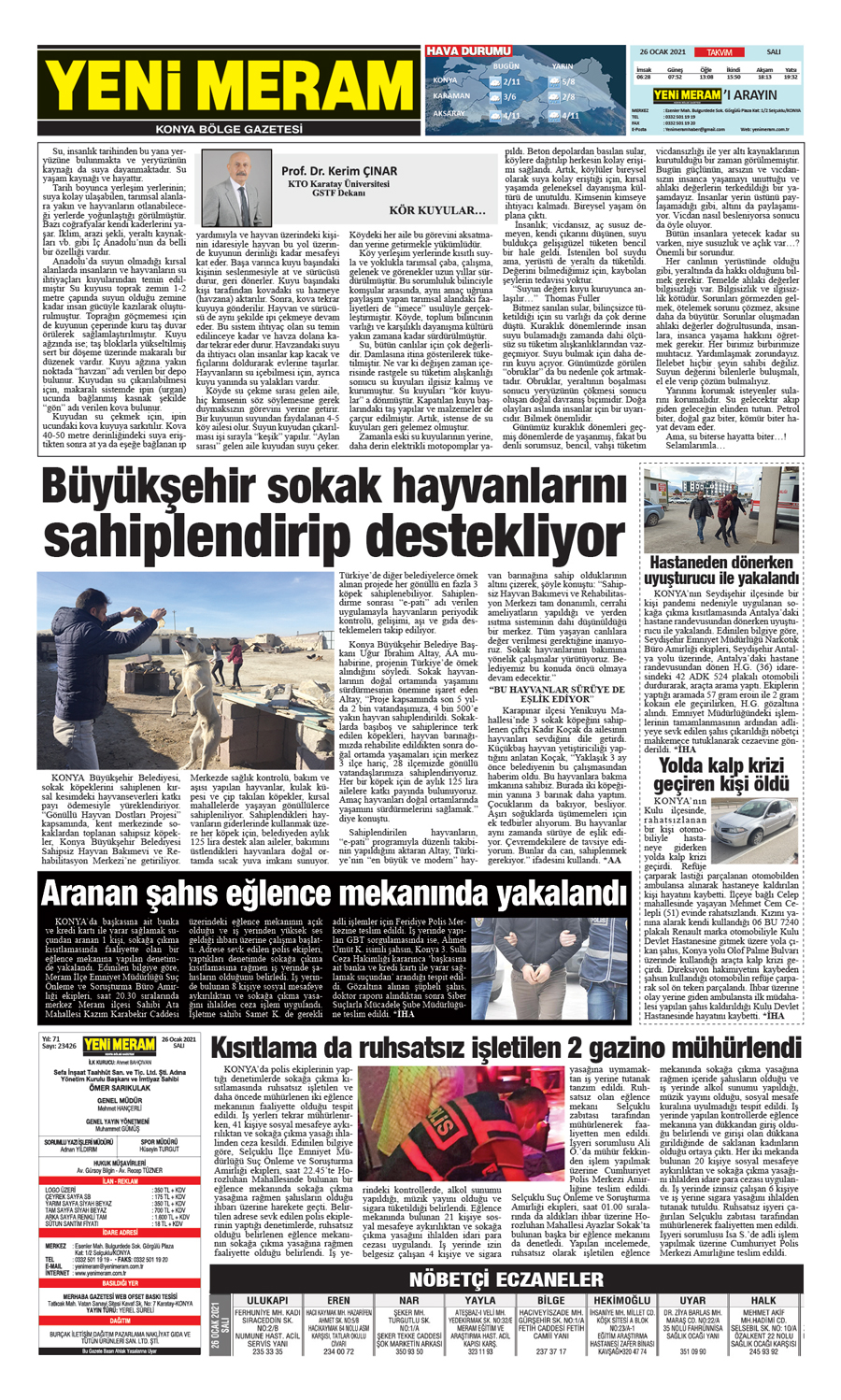 26 Ocak 2021 Yeni Meram Gazetesi