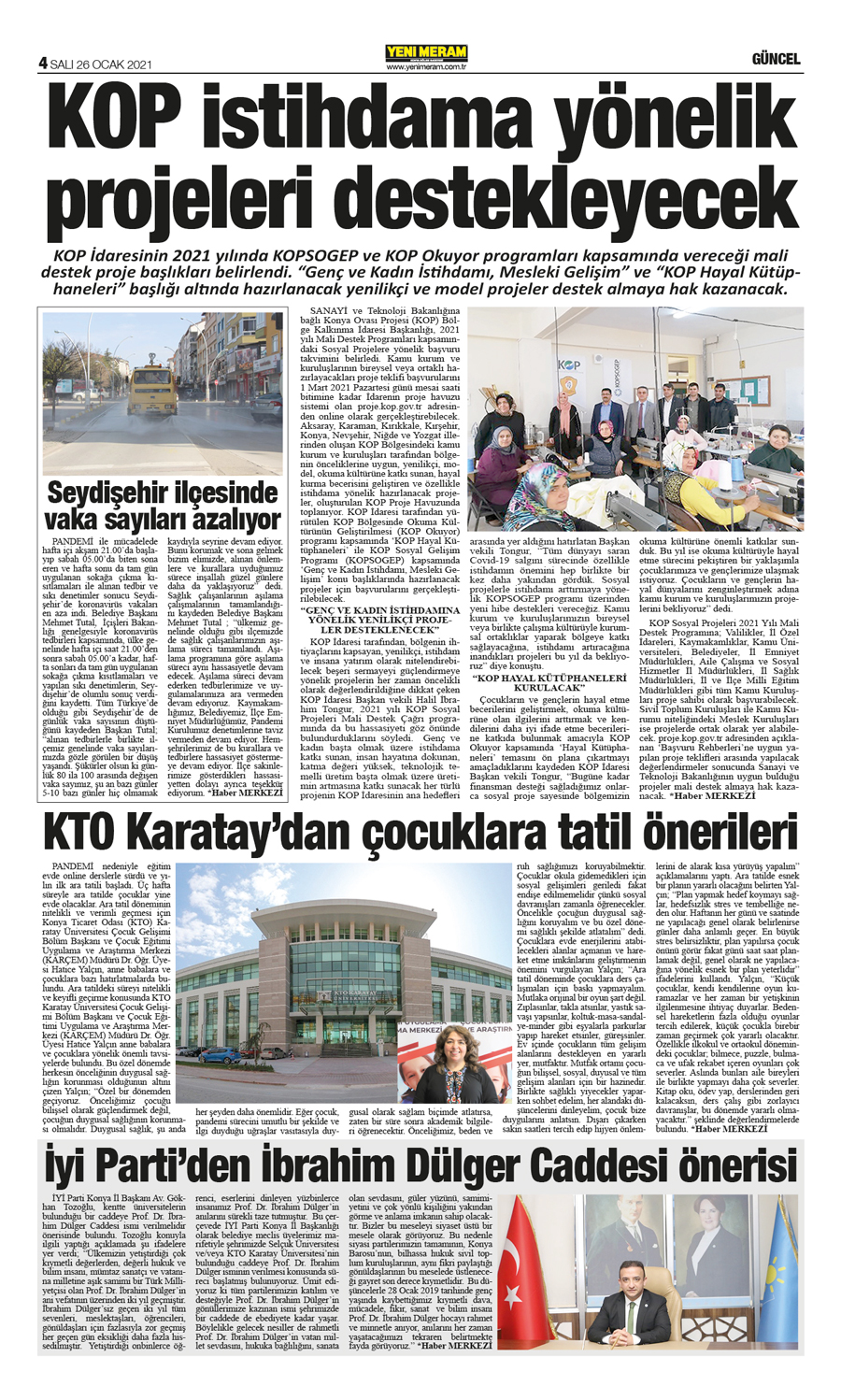 26 Ocak 2021 Yeni Meram Gazetesi