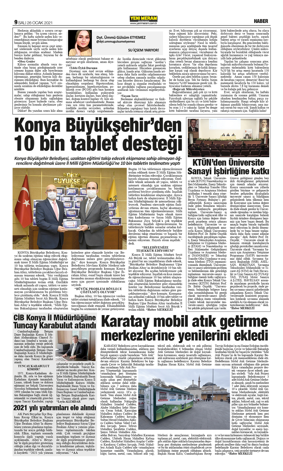 26 Ocak 2021 Yeni Meram Gazetesi