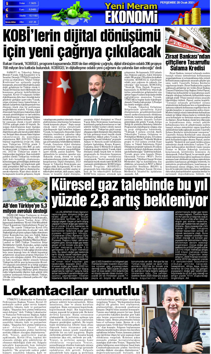 28 Ocak 2021 Yeni Meram Gazetesi