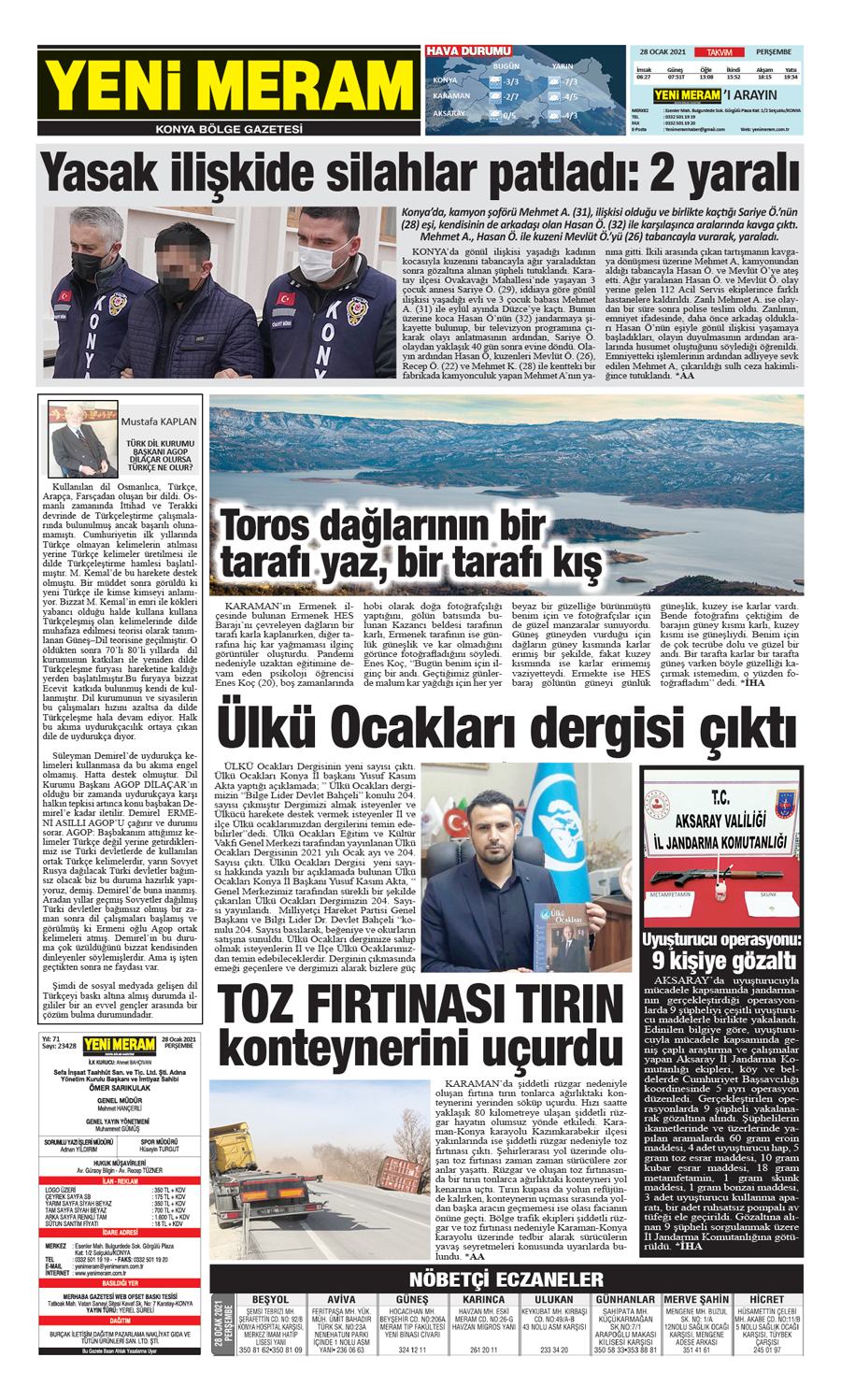 28 Ocak 2021 Yeni Meram Gazetesi