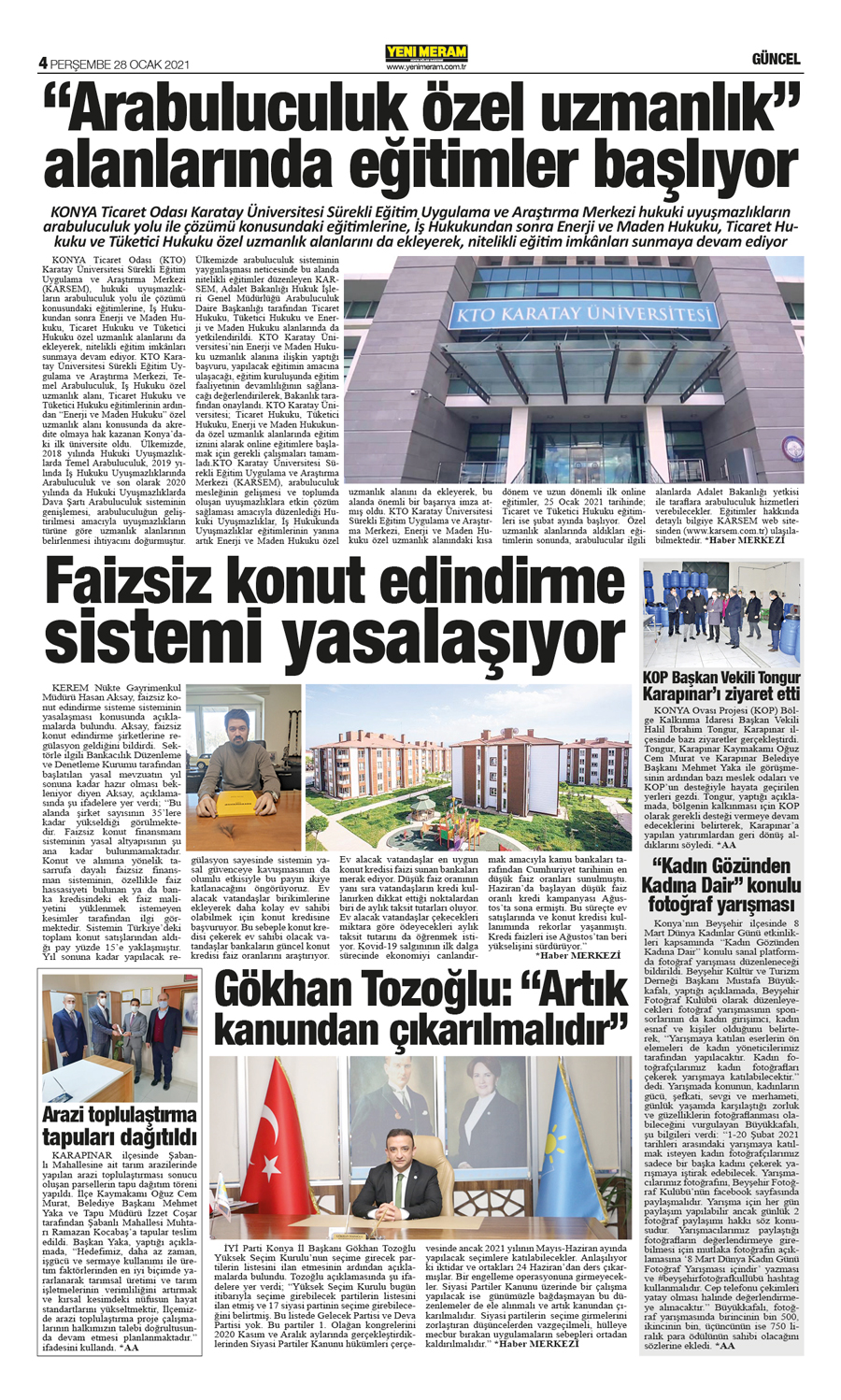 28 Ocak 2021 Yeni Meram Gazetesi