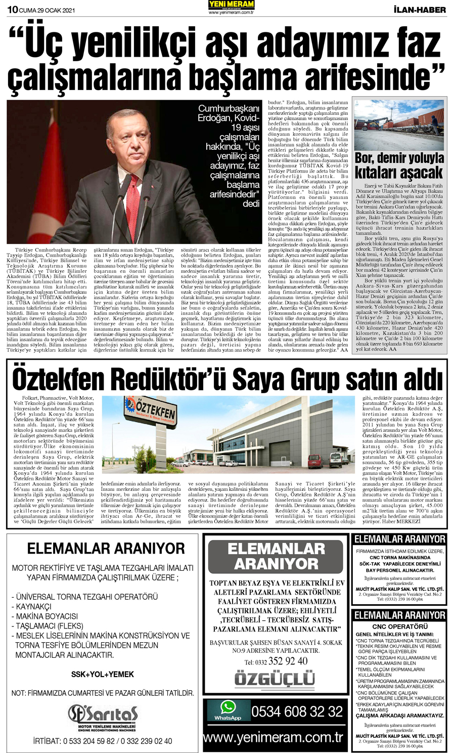 29 Ocak 2021 Yeni Meram Gazetesi