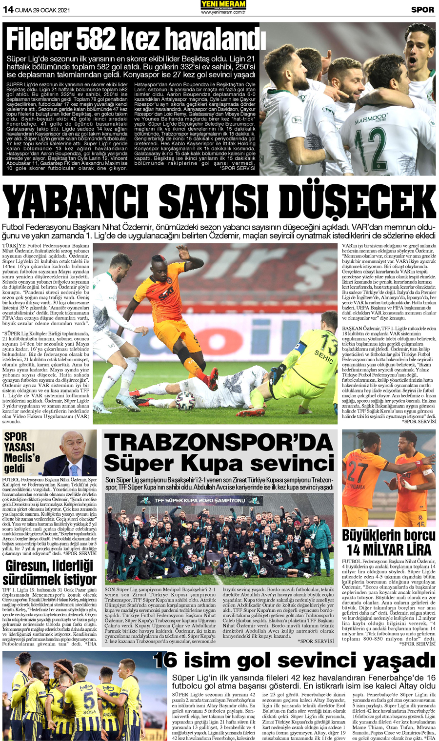 29 Ocak 2021 Yeni Meram Gazetesi