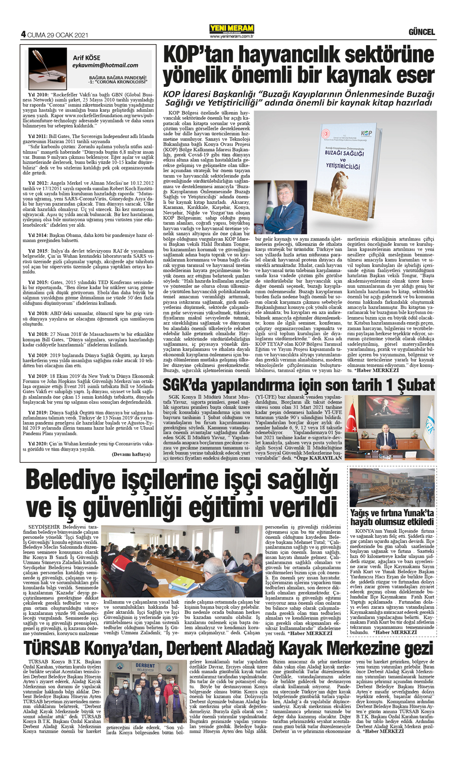 29 Ocak 2021 Yeni Meram Gazetesi