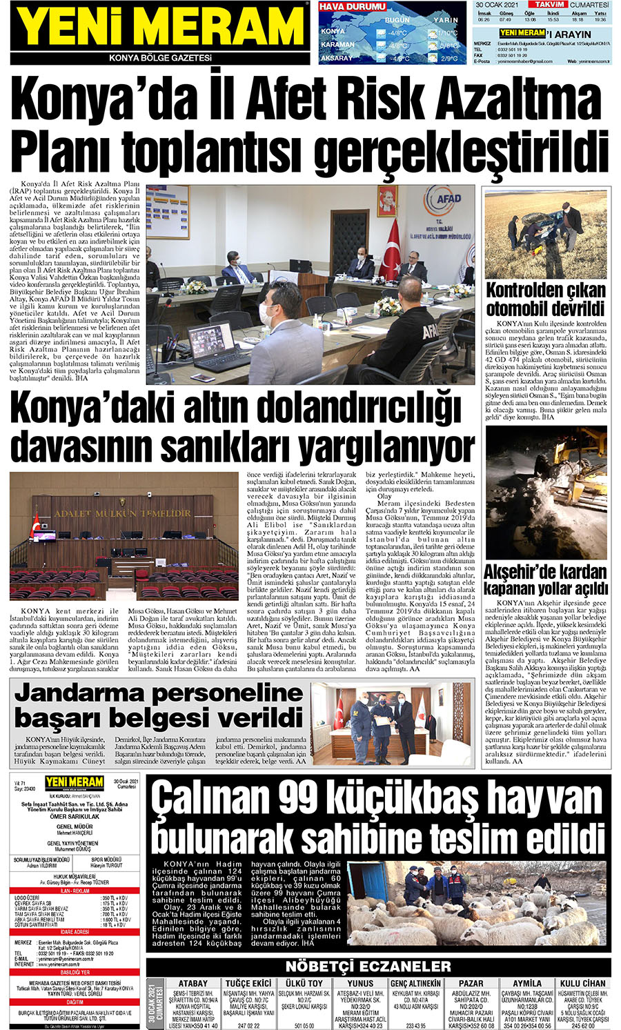 30 Ocak 2021 Yeni Meram Gazetesi