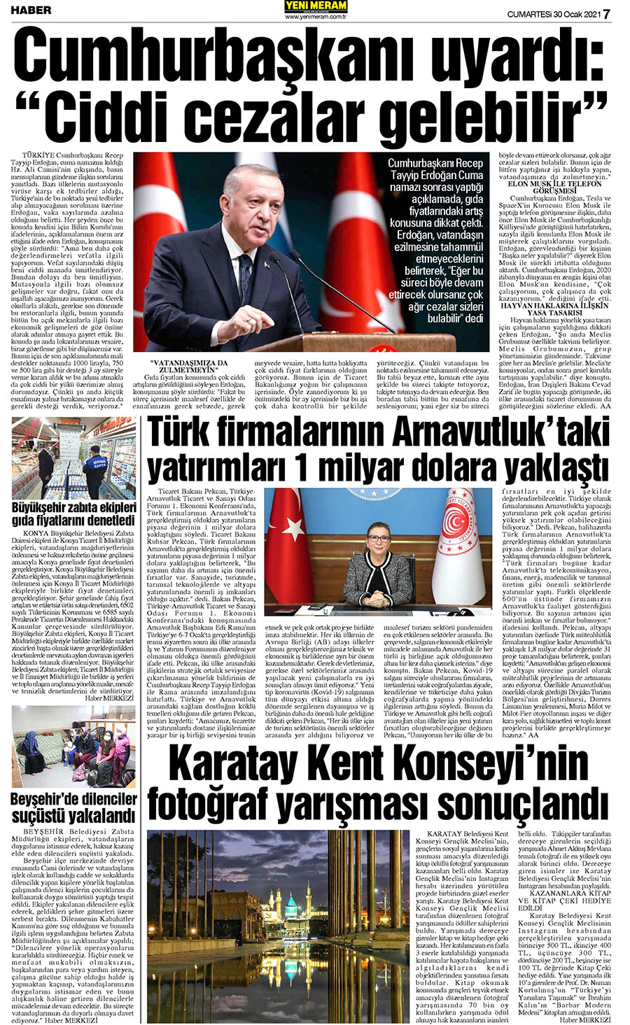 30 Ocak 2021 Yeni Meram Gazetesi