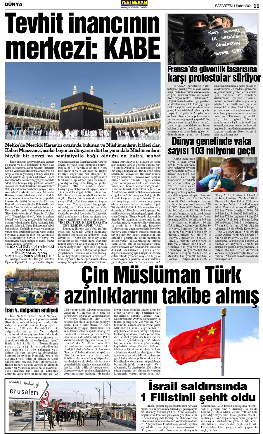 1 Şubat 2021 Yeni Meram Gazetesi