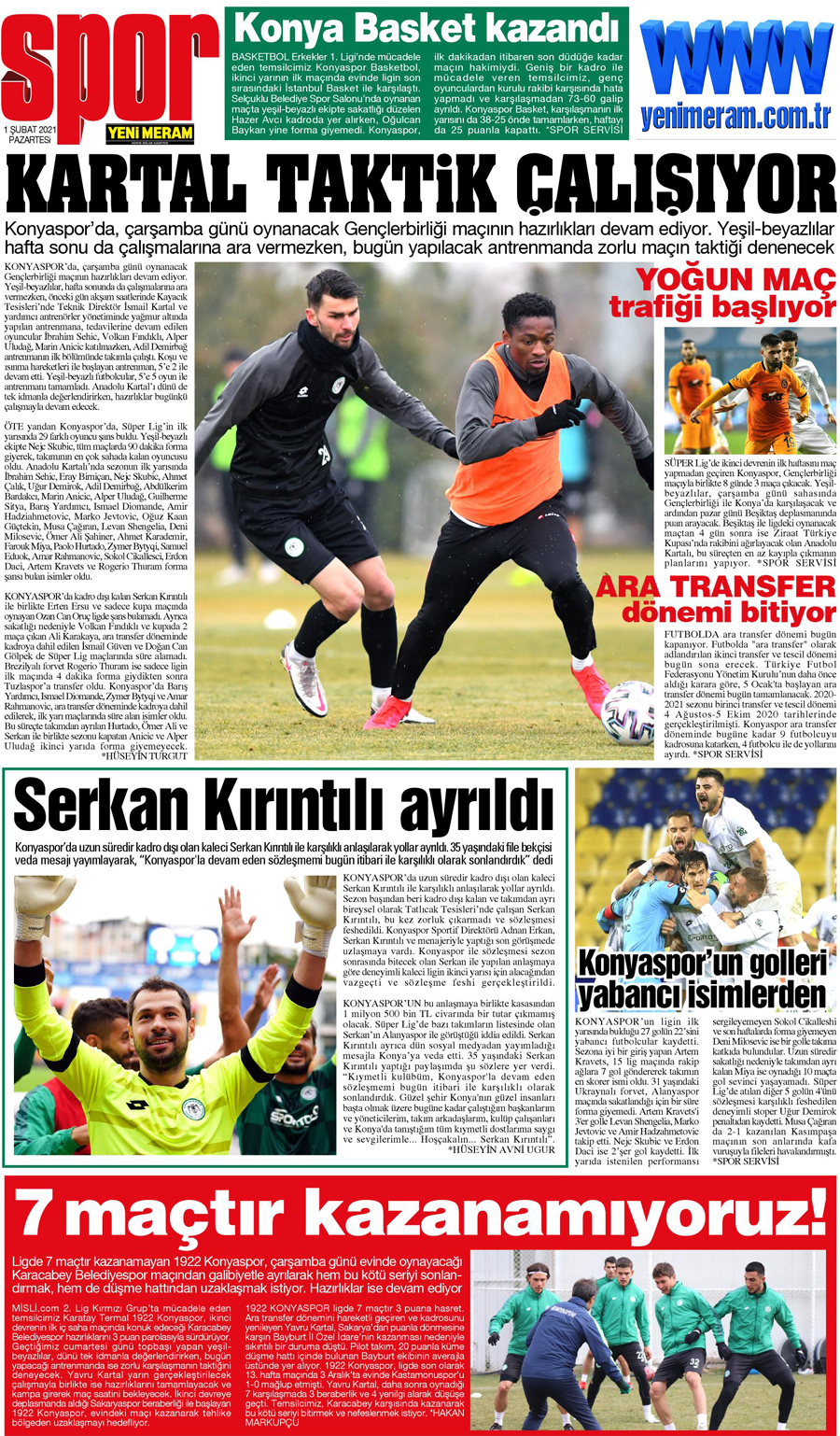 1 Şubat 2021 Yeni Meram Gazetesi