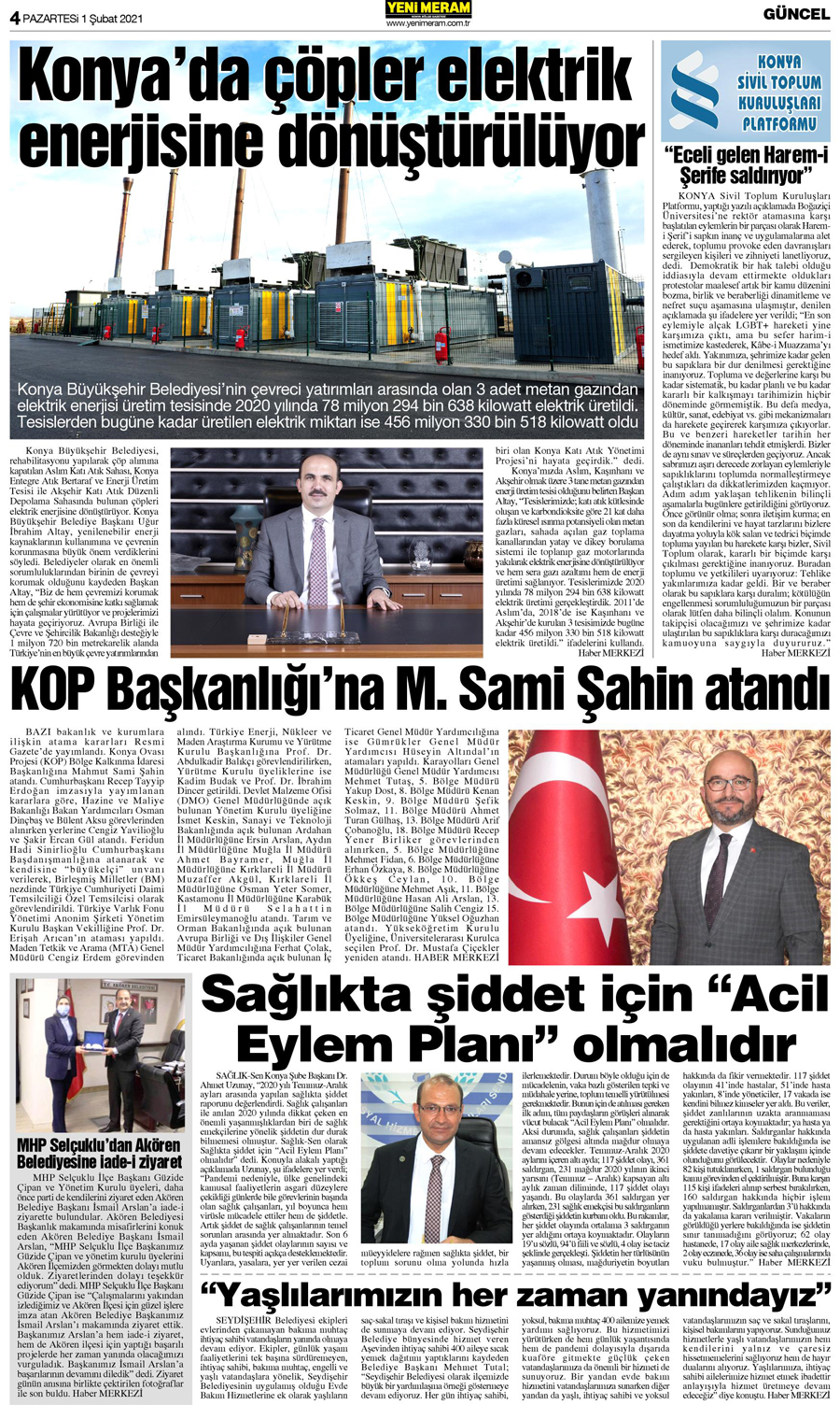 1 Şubat 2021 Yeni Meram Gazetesi