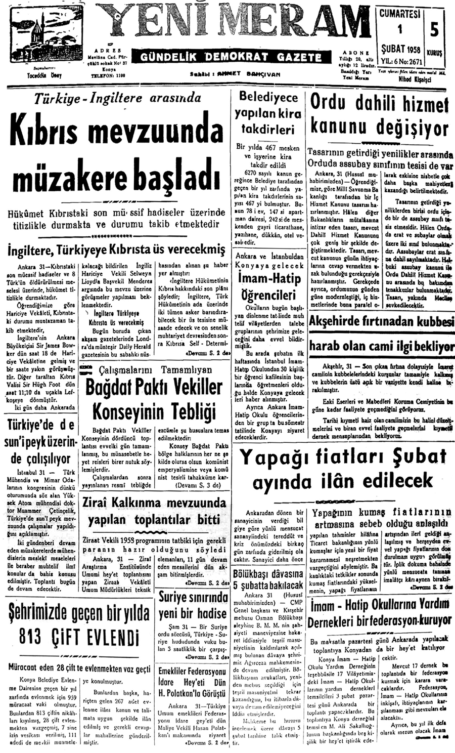 1 Şubat 2021 Yeni Meram Gazetesi