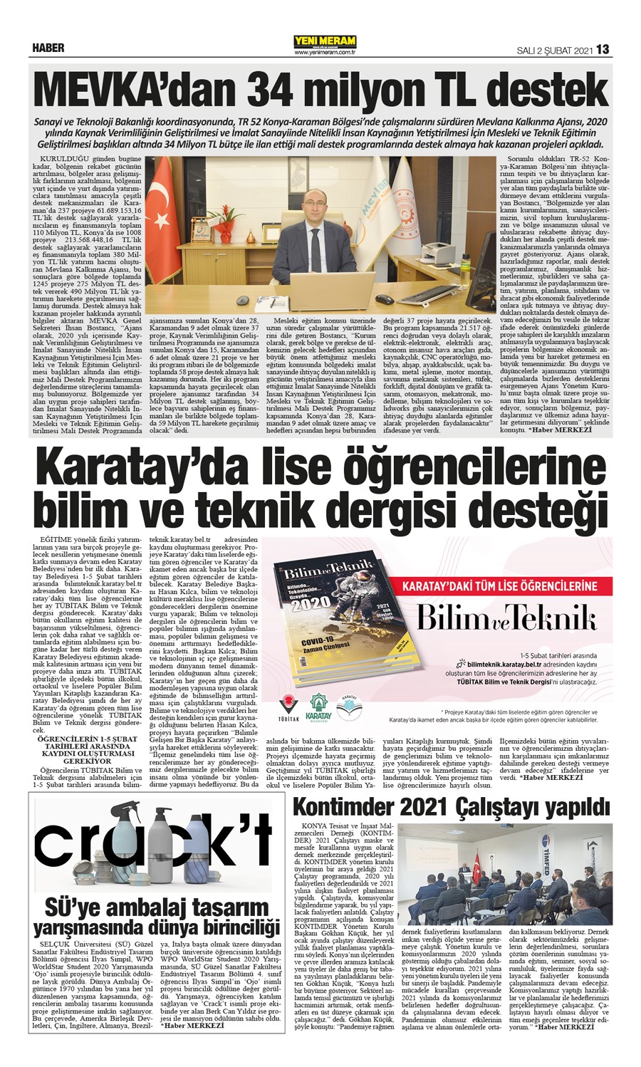 2 Şubat 2021 Yeni Meram Gazetesi