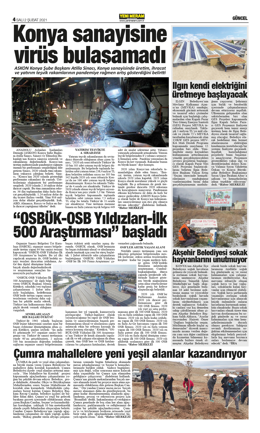 2 Şubat 2021 Yeni Meram Gazetesi