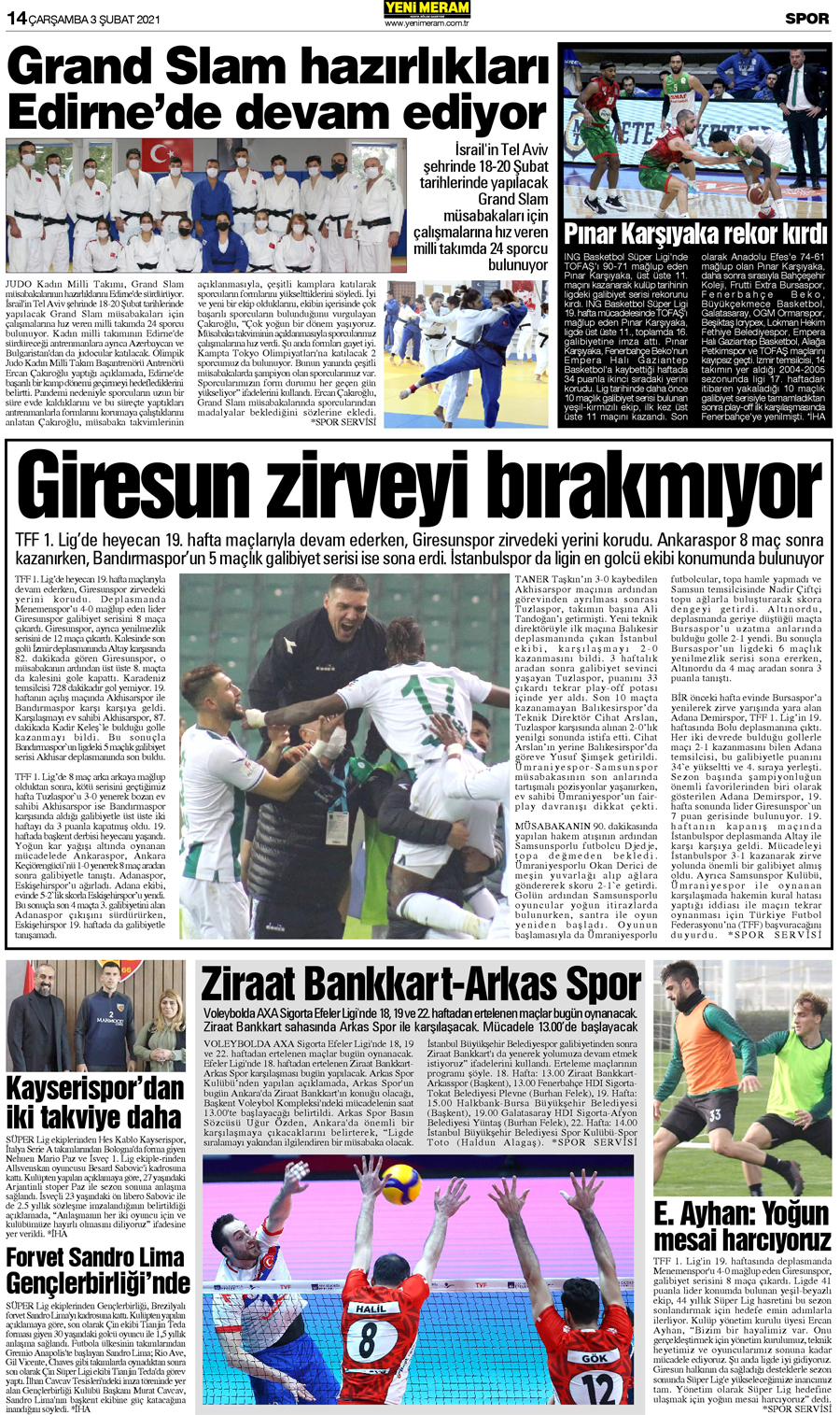 3 Şubat 2021 Yeni Meram Gazetesi