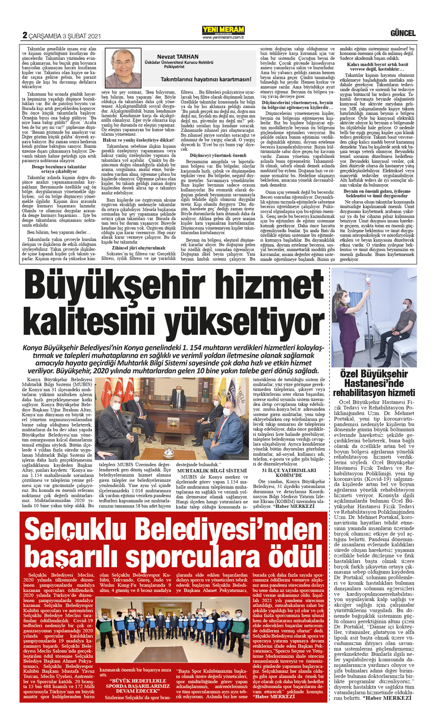 3 Şubat 2021 Yeni Meram Gazetesi