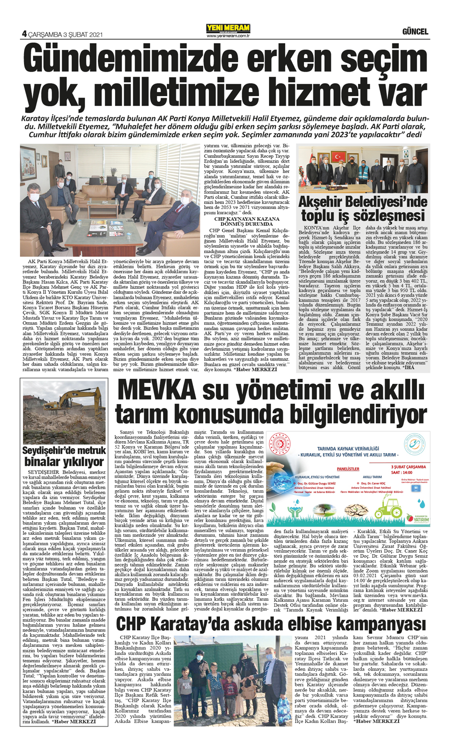 3 Şubat 2021 Yeni Meram Gazetesi