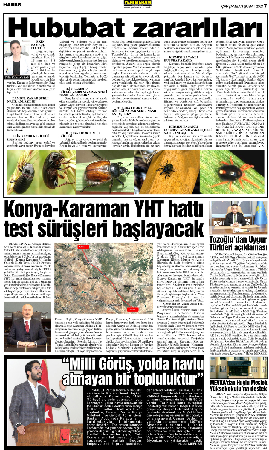 3 Şubat 2021 Yeni Meram Gazetesi