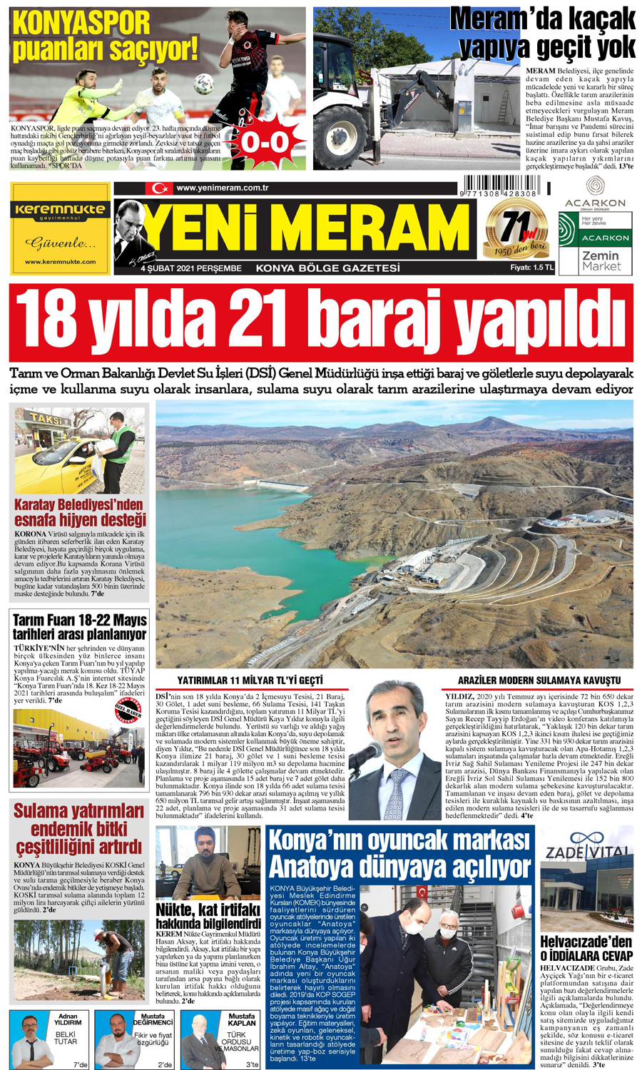 4 Şubat 2021 Yeni Meram Gazetesi