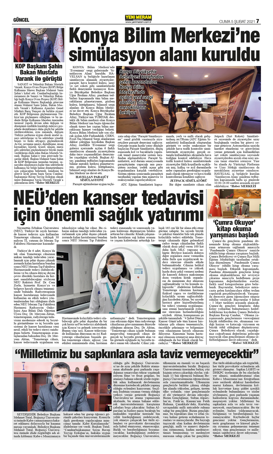 5 Şubat 2021 Yeni Meram Gazetesi