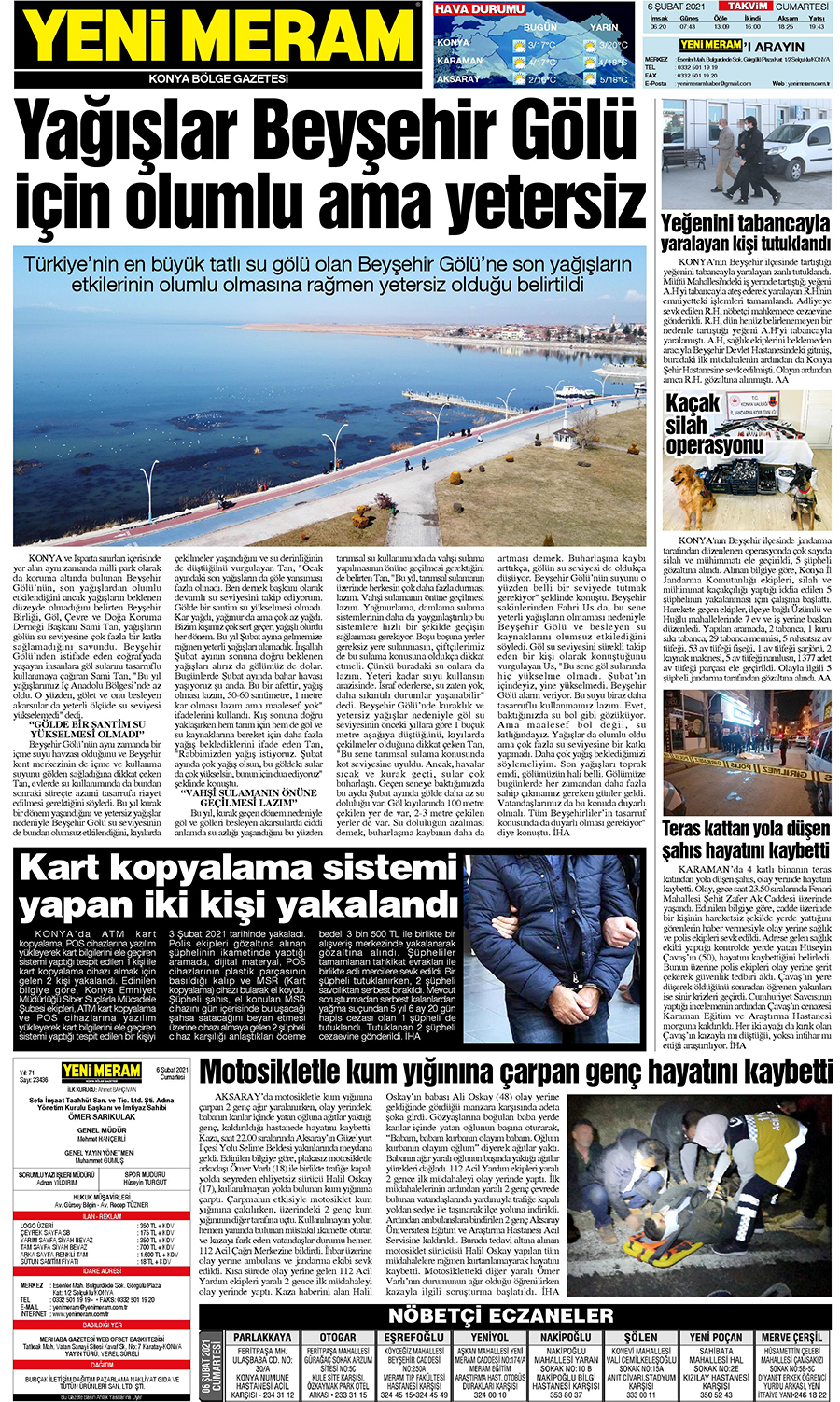 6 Şubat 2021 Yeni Meram Gazetesi