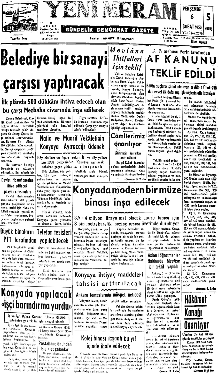 6 Şubat 2021 Yeni Meram Gazetesi