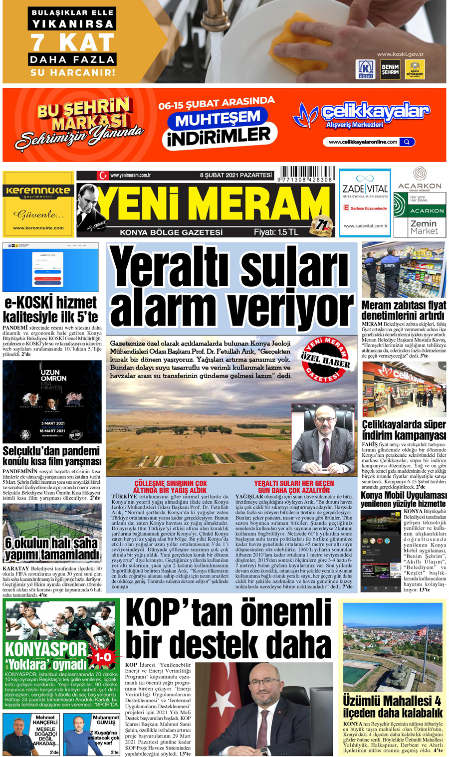 8 Şubat 2021 Yeni Meram Gazetesi