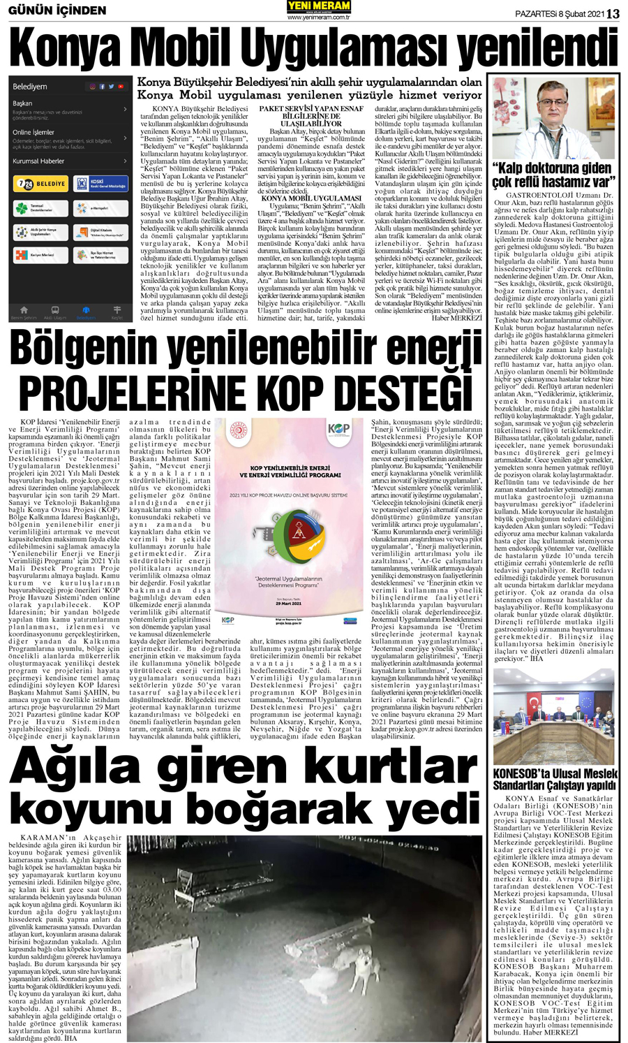 8 Şubat 2021 Yeni Meram Gazetesi