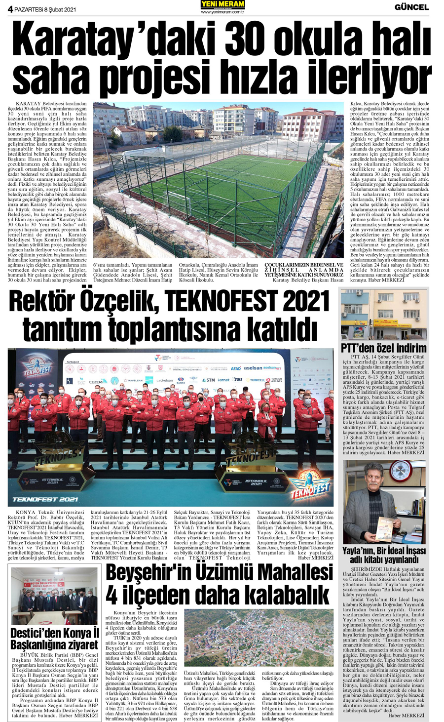 8 Şubat 2021 Yeni Meram Gazetesi