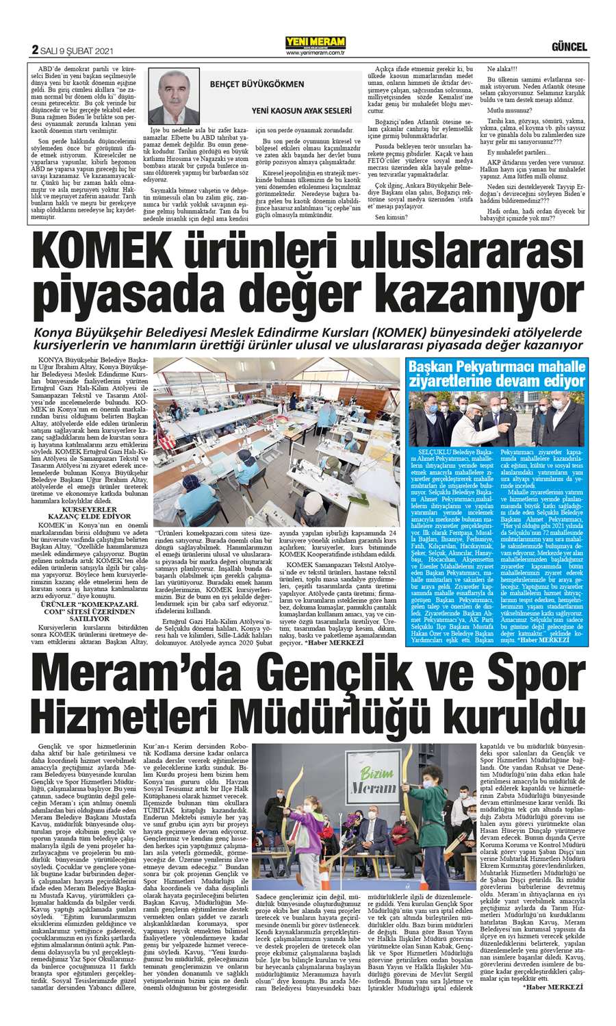 9 Şubat 2021 Yeni Meram Gazetesi