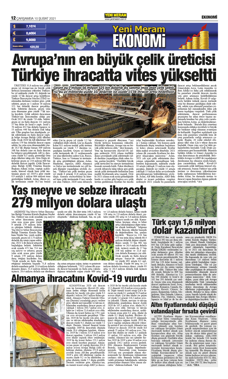 10 Şubat 2021 Yeni Meram Gazetesi