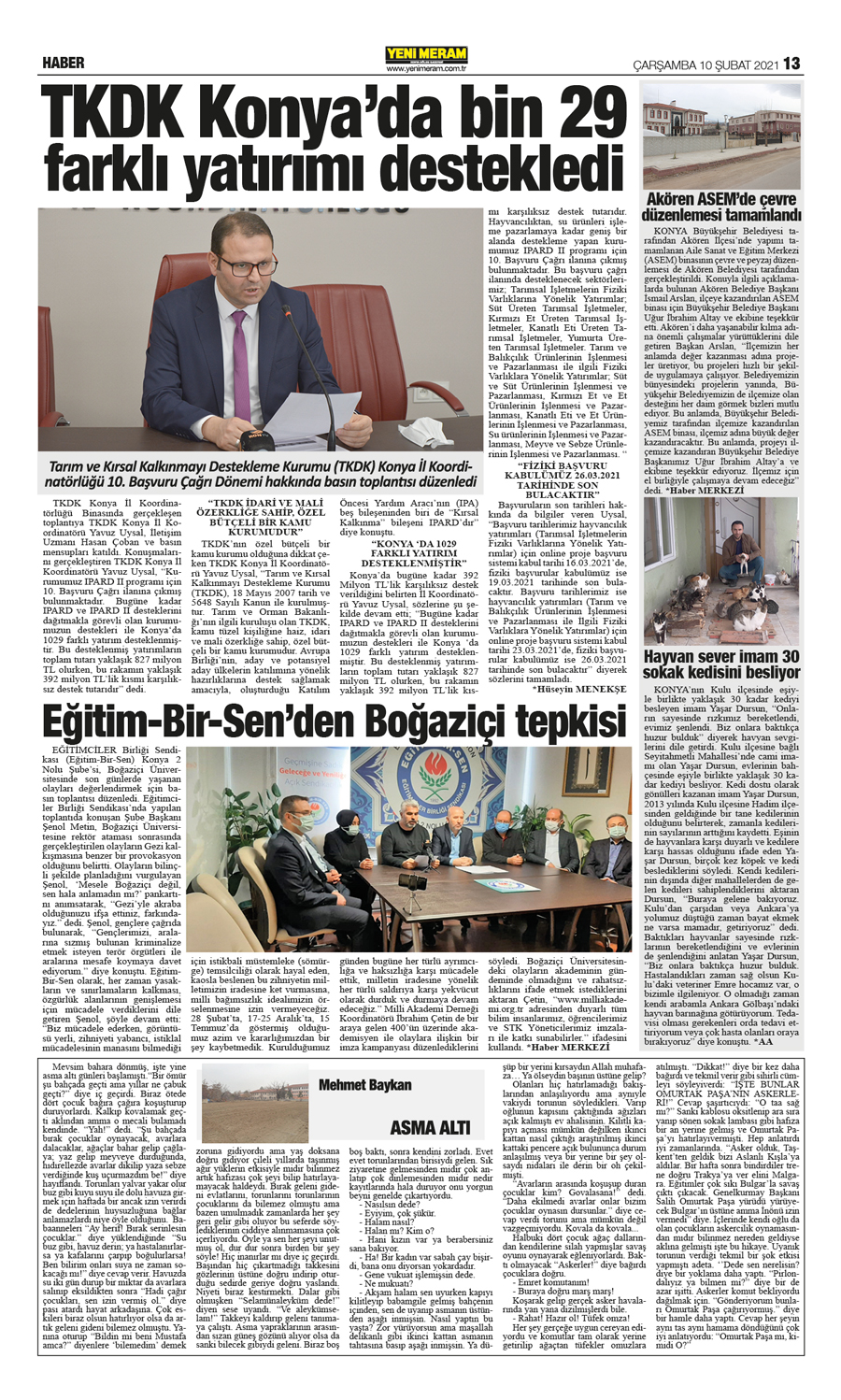 10 Şubat 2021 Yeni Meram Gazetesi