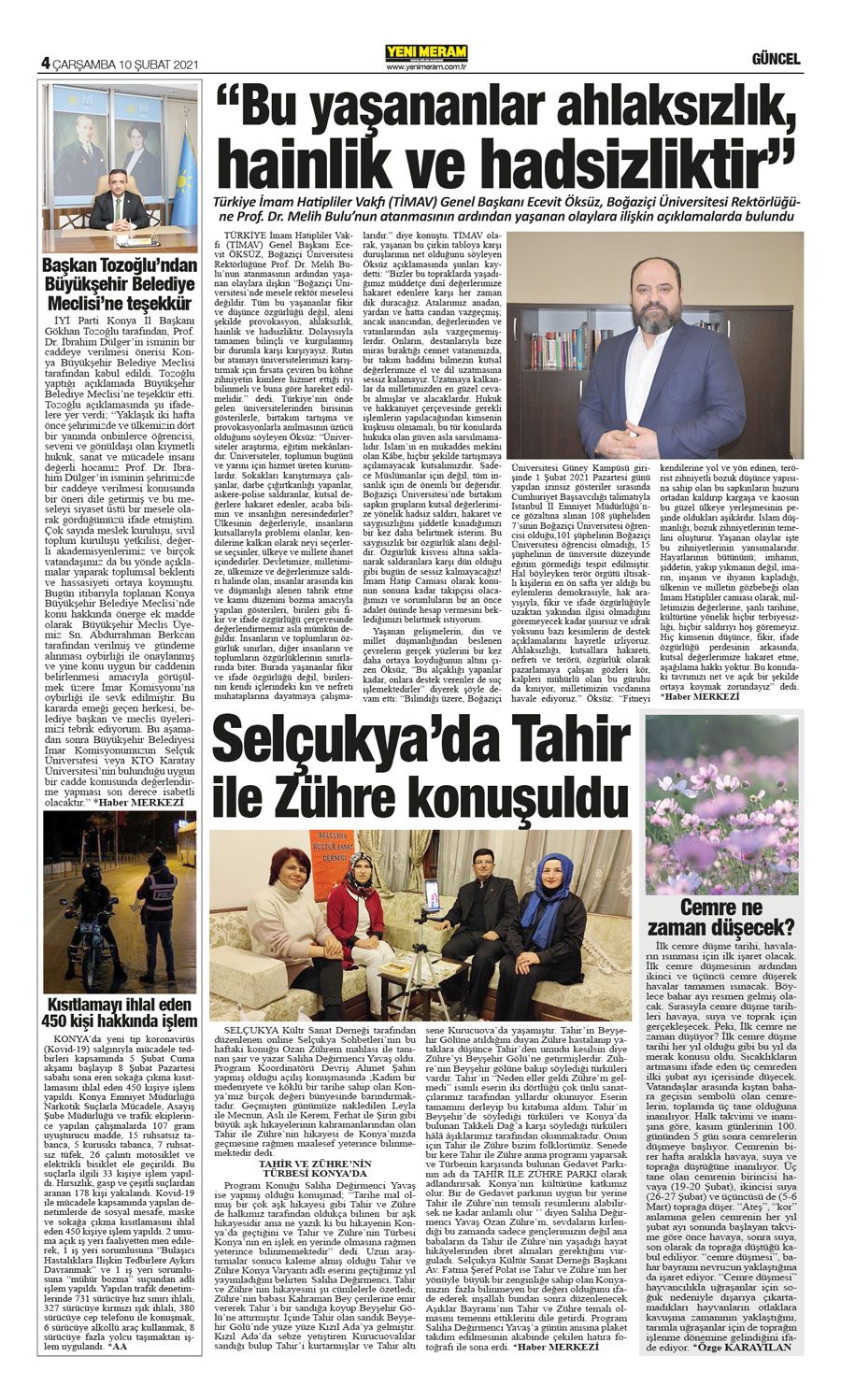 10 Şubat 2021 Yeni Meram Gazetesi