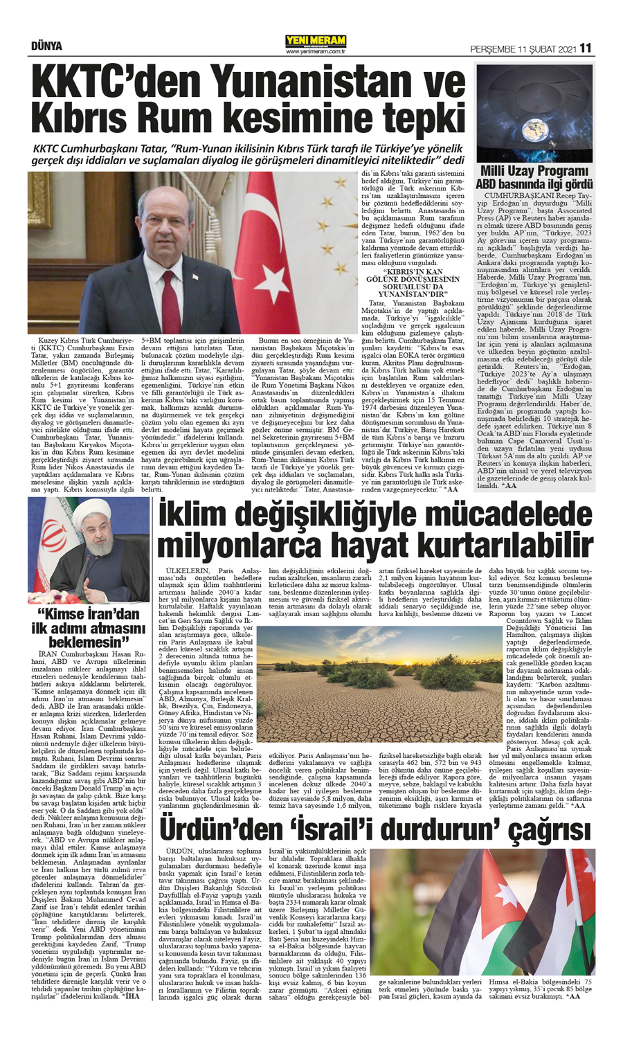 11 Şubat 2021 Yeni Meram Gazetesi