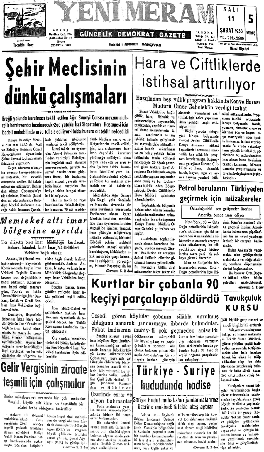 11 Şubat 2021 Yeni Meram Gazetesi