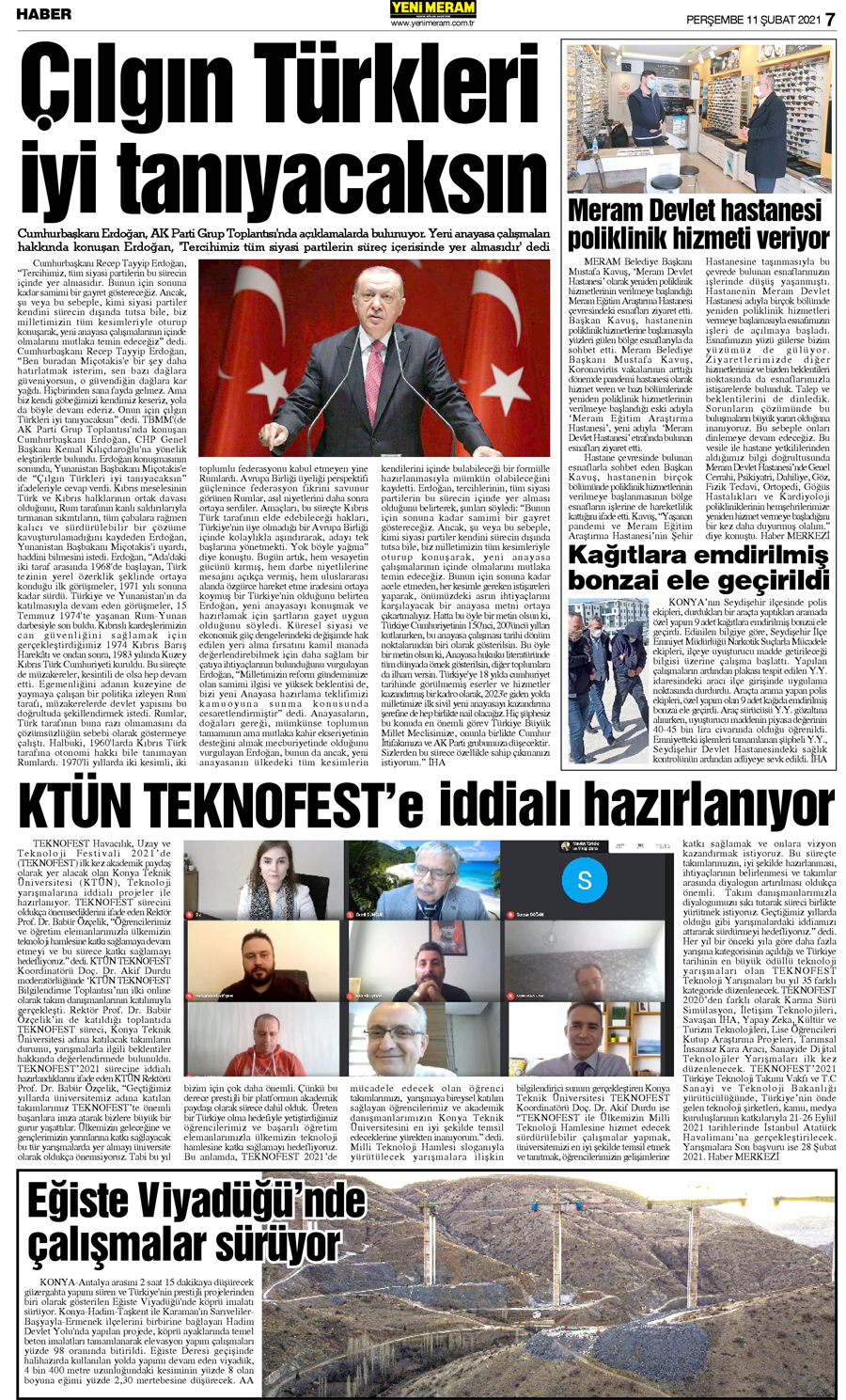 11 Şubat 2021 Yeni Meram Gazetesi