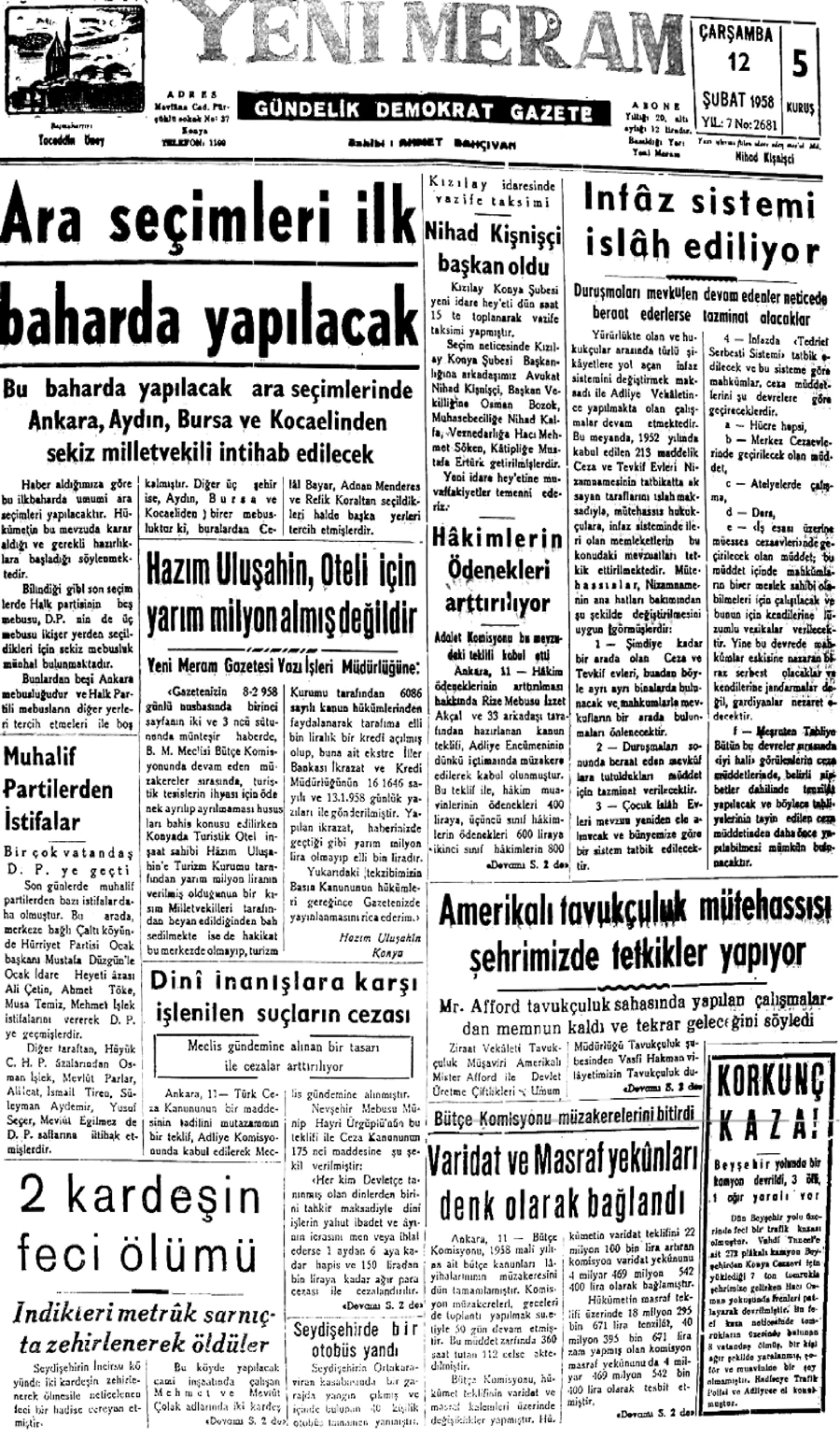 12 Şubat 2021 Yeni Meram Gazetesi