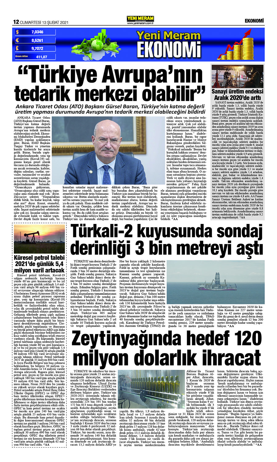 13 Şubat 2021 Yeni Meram Gazetesi