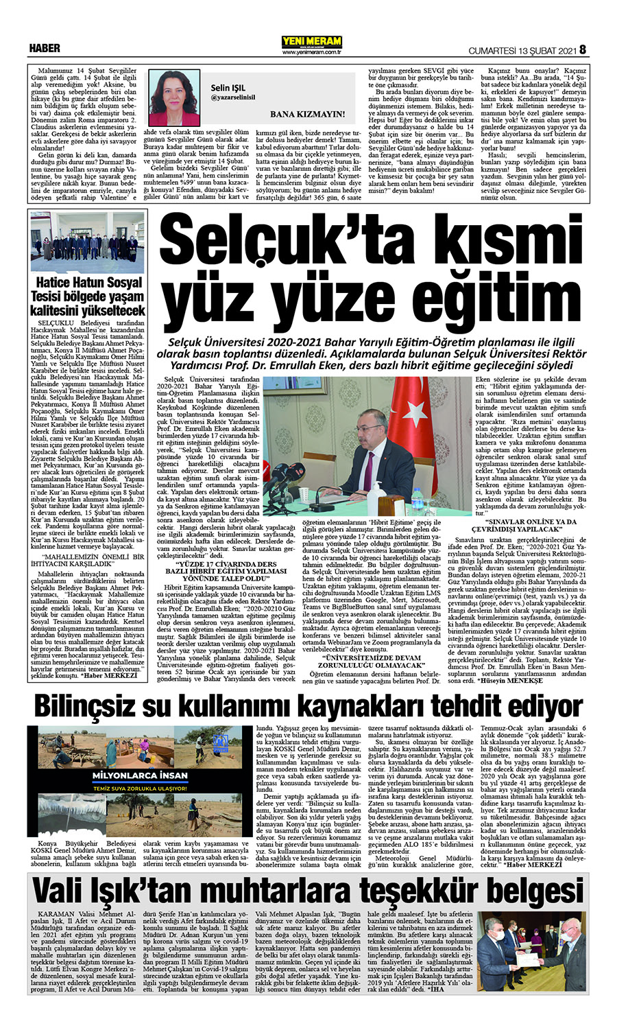 13 Şubat 2021 Yeni Meram Gazetesi