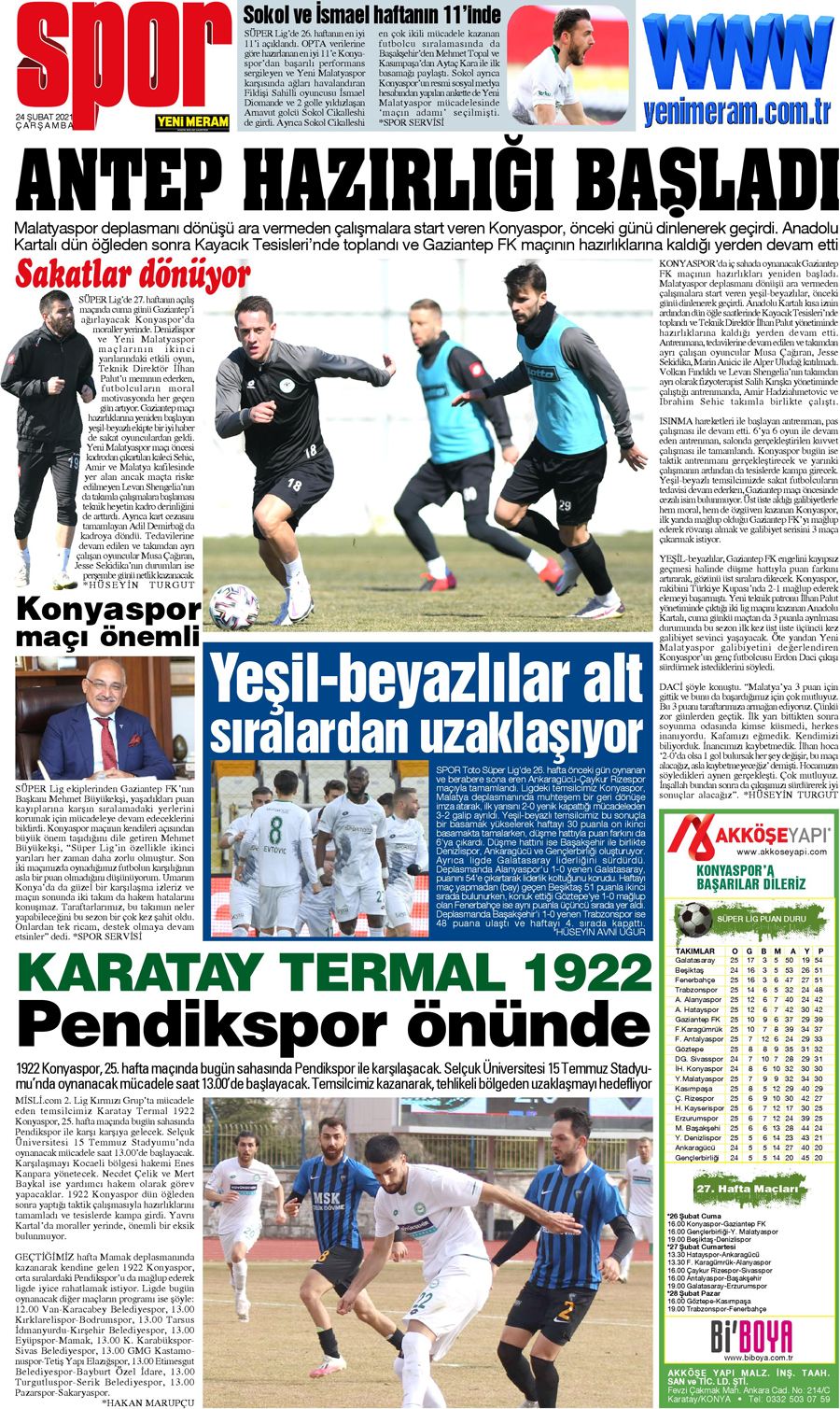 24 Şubat 2021 Yeni Meram Gazetesi