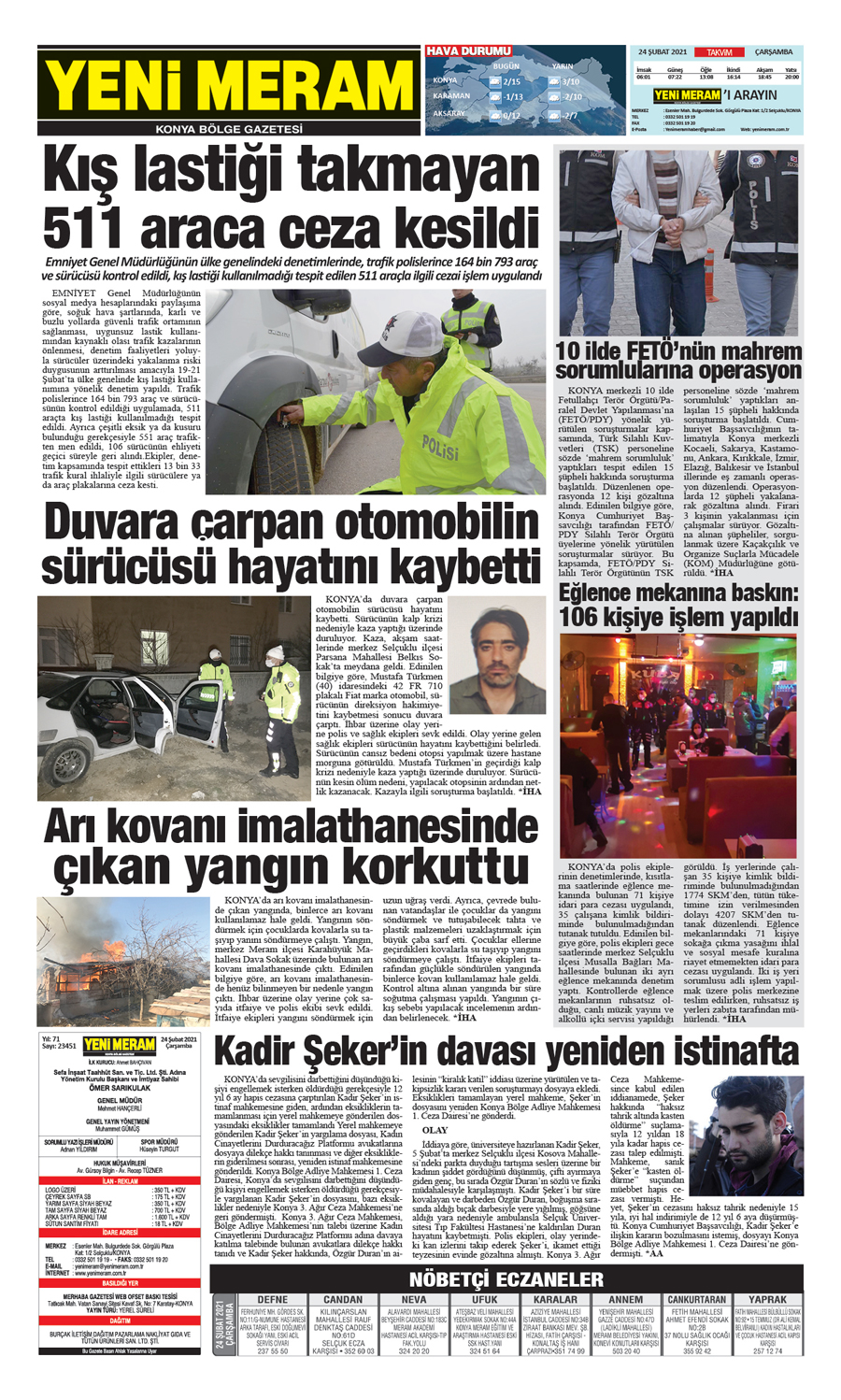 24 Şubat 2021 Yeni Meram Gazetesi