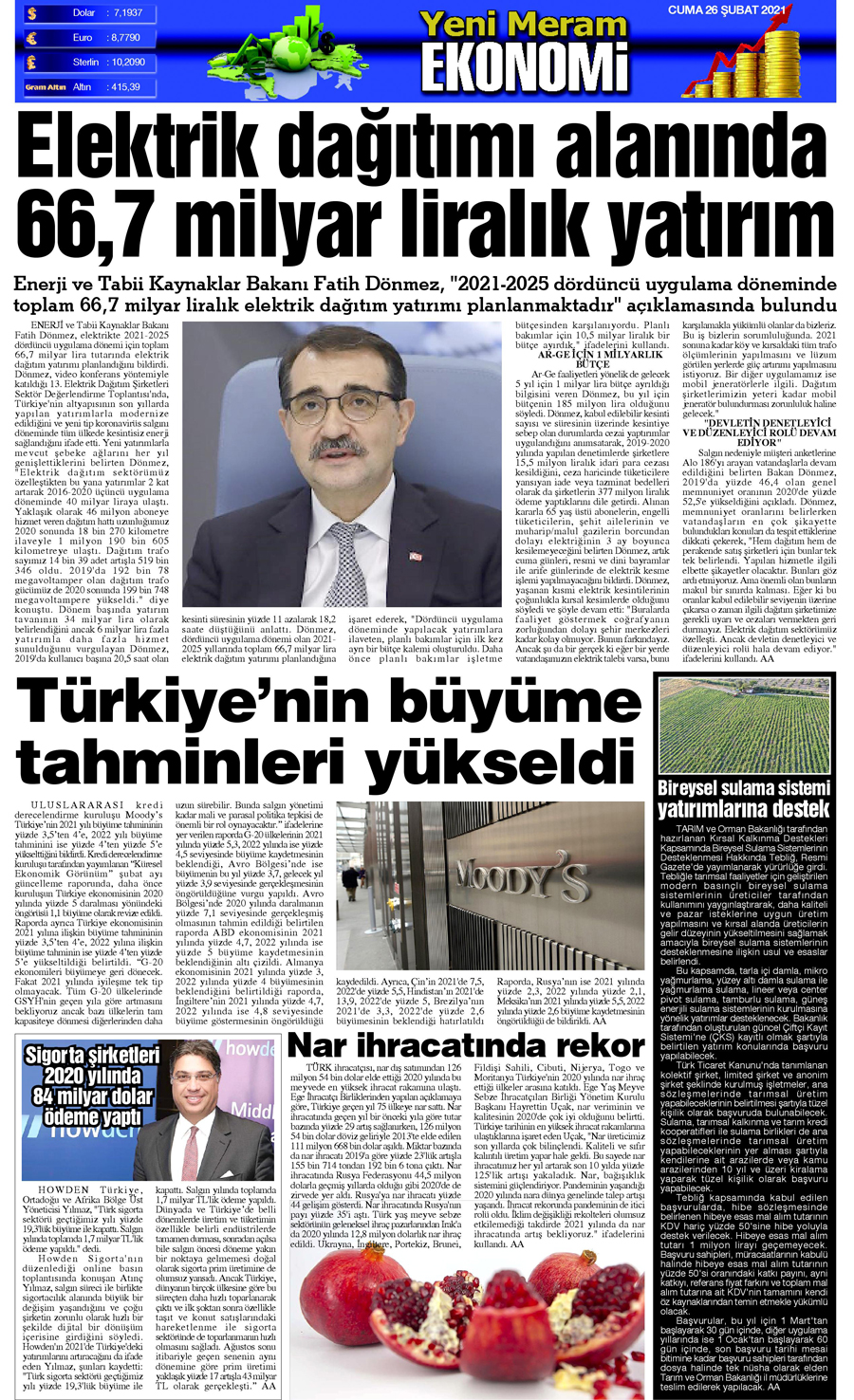 26 Şubat 2021 Yeni Meram Gazetesi