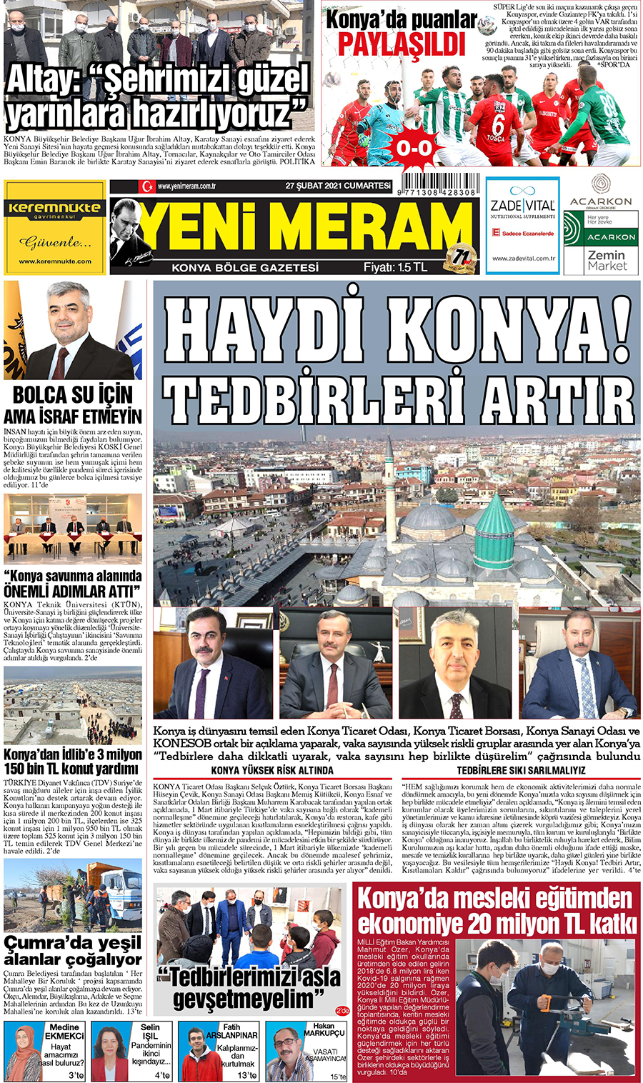 27 Şubat 2021 Yeni Meram Gazetesi