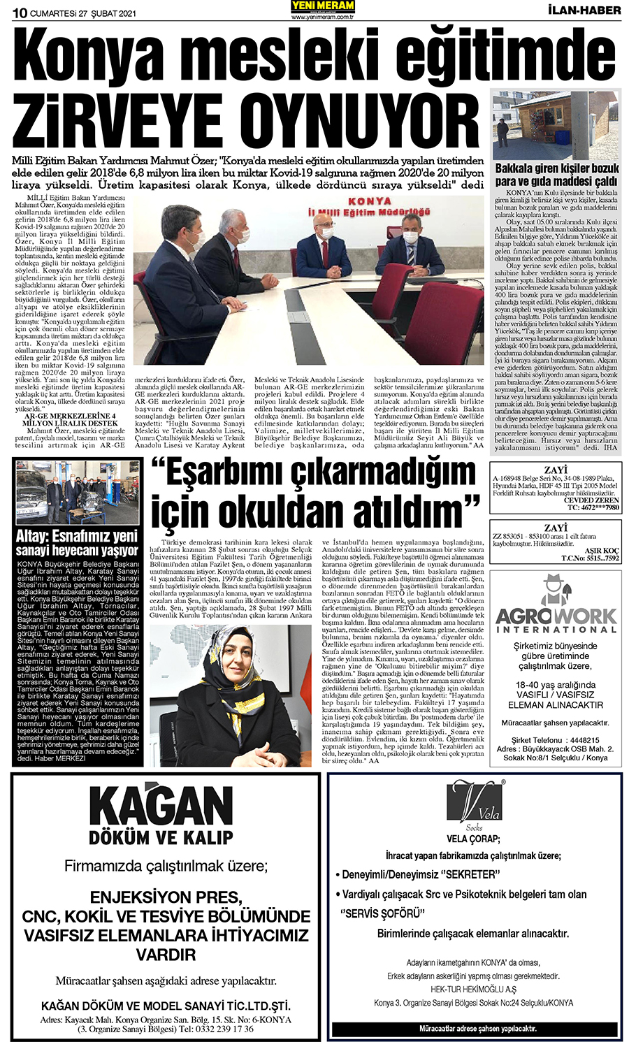 27 Şubat 2021 Yeni Meram Gazetesi