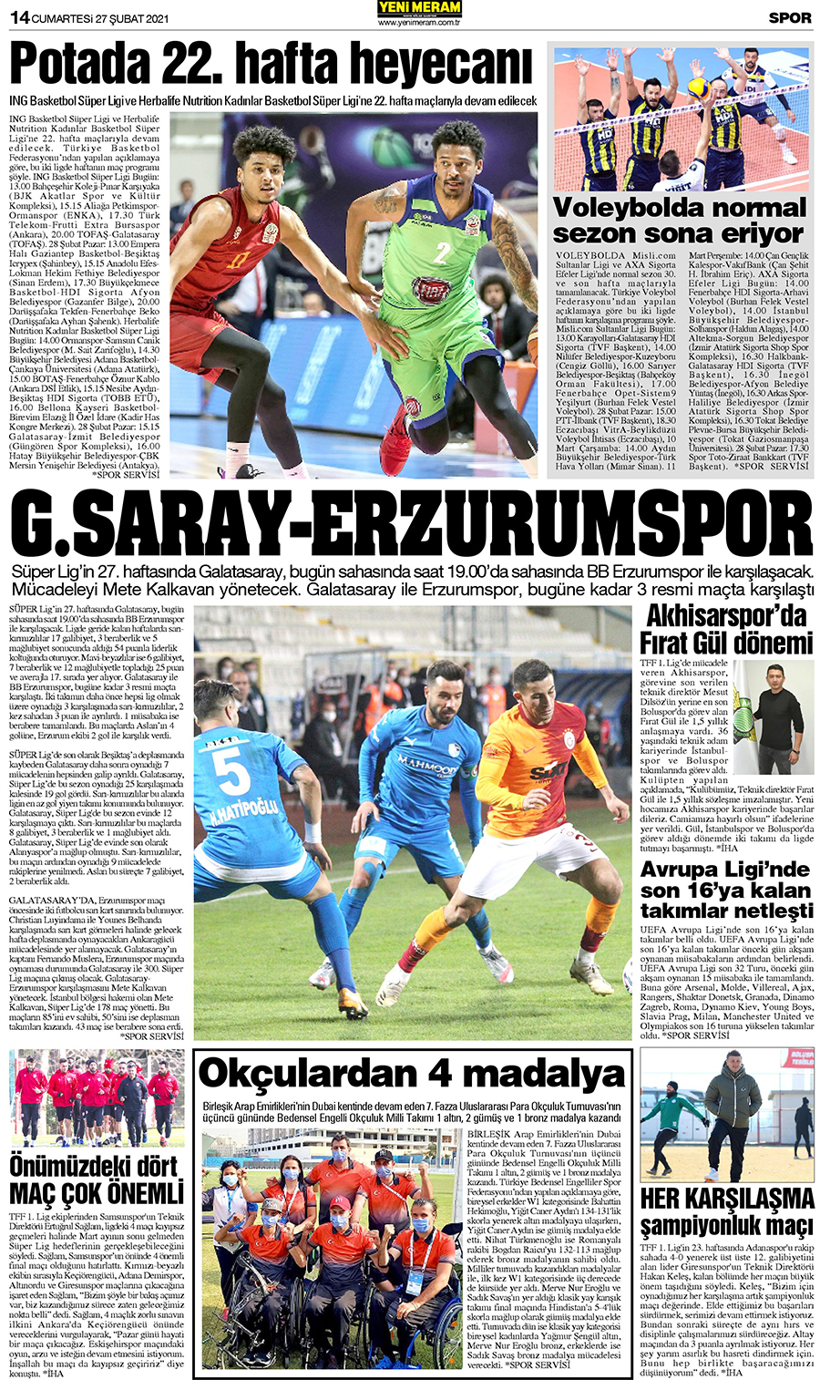 27 Şubat 2021 Yeni Meram Gazetesi